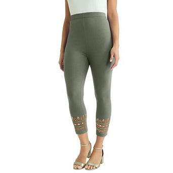 Jessica London Women's Plus Size Everyday Stretch Cotton Capri Legging