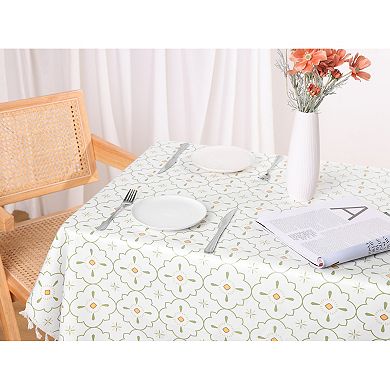 Faux Pu Restaurant Daily Gathering Tassel Table Cover 1 Pc 55" X 79"