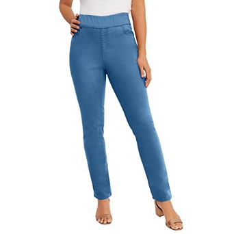 Jessica London Women's Plus Size Petite Comfort Waist Stretch Denim Straight Leg Jean