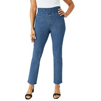 Jessica London Women's Plus Size Comfort Waist Stretch Denim Straight Leg Jean