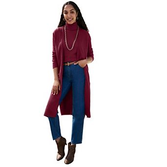 Jessica London Women's Plus Size Carefree Cashmere Duster Sweater
