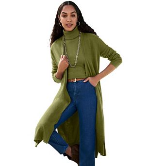 Jessica London Women's Plus Size Carefree Cashmere Duster Sweater