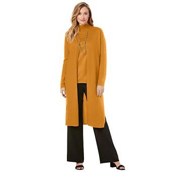 Jessica London Women's Plus Size Cotton Cashmere Duster Sweater