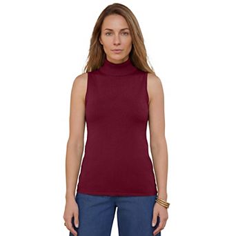 Jessica London Women's Plus Size Carefree Cashmere Sleeveless Turtleneck Shell