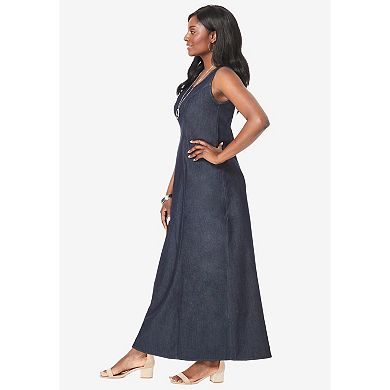 Jessica London Women's Plus Size Denim Maxi Dress