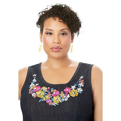 Jessica London Women's Plus Size Denim Maxi Dress