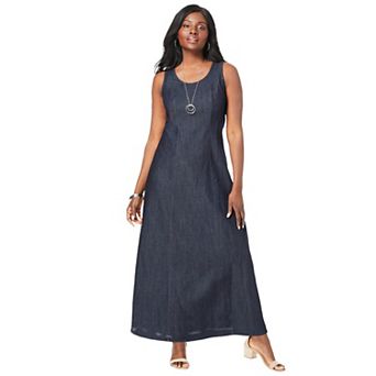 Jessica London Women's Plus Size Denim Maxi Dress