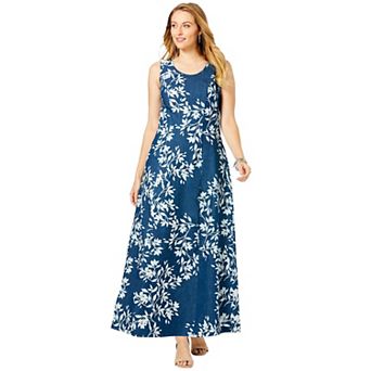 Jessica London Women's Plus Size Denim Maxi Dress