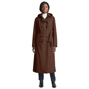 Jessica London Women's Plus Size Double Breasted Long Trench Raincoat