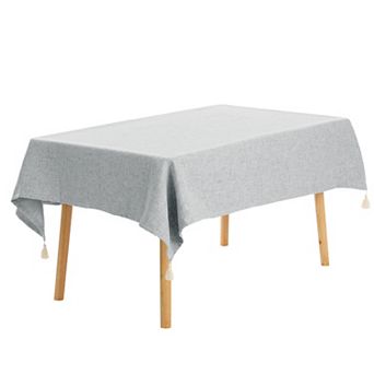 Tassels Wrinkle-resistant Washable Cotton Linen Tablecloth 1 pc 47" X 67"