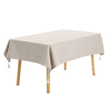Tassels Wrinkle-resistant Washable Cotton Linen Tablecloth 1 pc 47" X 67"