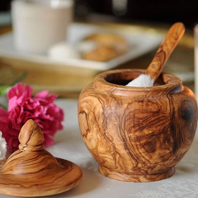 Olive Wood Acorn Sugar Bowl, Large
