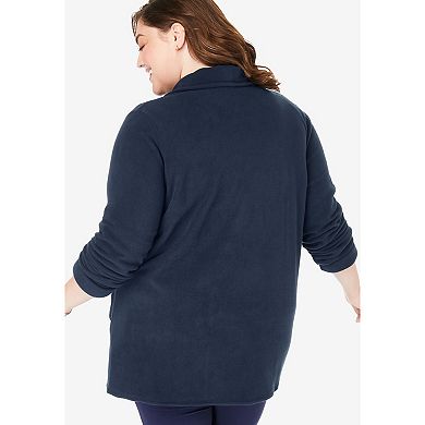 Woman Within Plus Size Microfleece Cardigan