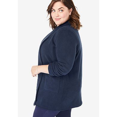 Woman Within Plus Size Microfleece Cardigan