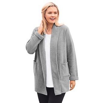 Woman Within Plus Size Microfleece Cardigan