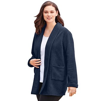 Woman Within Plus Size Microfleece Cardigan