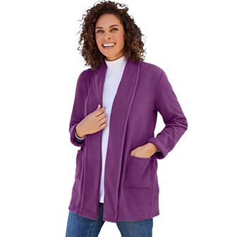 Woman Within Plus Size Microfleece Cardigan