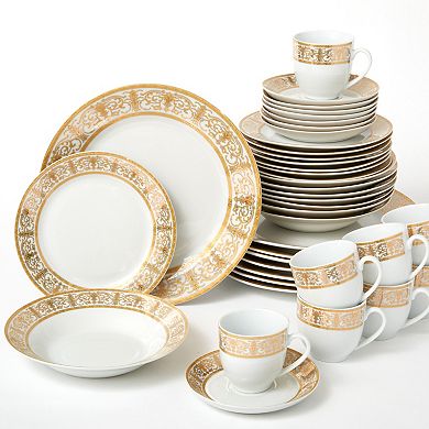Brylanehome Medici 40-pc. Golden Porcelain Dinnerware Set