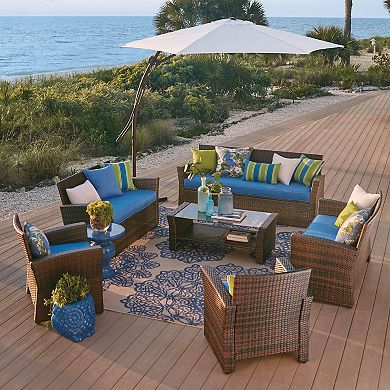 BrylaneHome 9' Easy Up Cantilever Umbrella