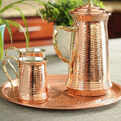 Hand Hammered Copper Pitcher Heavy Gauge 1 Mm Thick - Capacity: 64 Fl