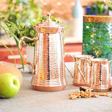 Hand Hammered Copper Pitcher Heavy Gauge 1 Mm Thick - Capacity: 64 Fl