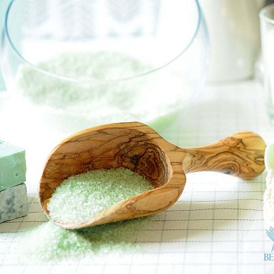 Handmade Olive Wood Large Flour Scoop 8" Wooden Bath Salt Scoop Holds About 1 Cup