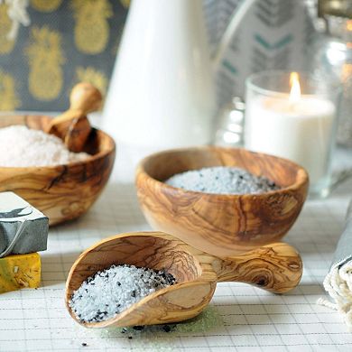 Handmade Olive Wood Large Flour Scoop 8" Wooden Bath Salt Scoop Holds About 1 Cup