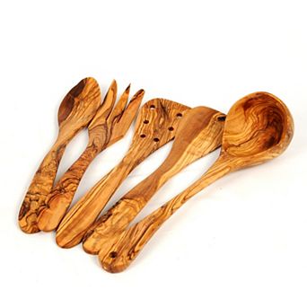 Set Of 5 Wooden Kitchen Utensils Spoon Fork - Set Of 2 Spatulats-ladle