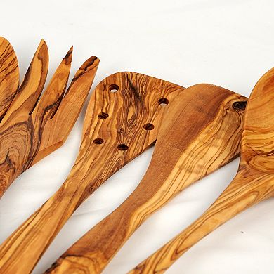 Set Of 5 Wooden Kitchen Utensils Spoon Fork - Set Of 2 Spatulats-ladle