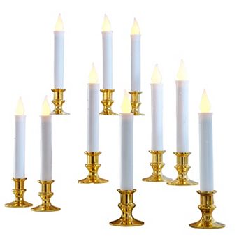 BrylaneHome Remote Controlled Tapered Led Candles, Set Of 10