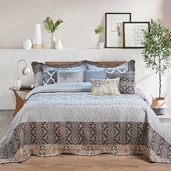 Serenta Bohemian Floral Scroll Print 9 pc Comforter Set with Throw Pillows
