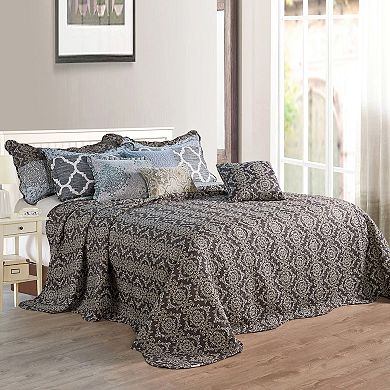 Serenta Bohemian Floral Scroll Print 9-Piece Comforter Set with Throw Pillows