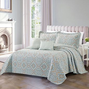 Serenta Diego Medallion Print 5 pc Quilt Set with Throw Pillows