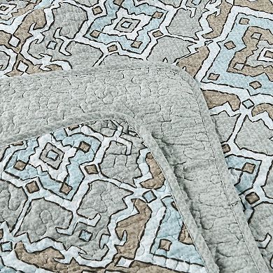 Serenta Diego Medallion Print 5-Piece Quilt Set with Throw Pillows