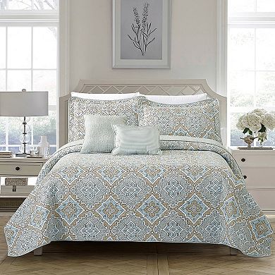 Serenta Diego Medallion Print 5-Piece Quilt Set with Throw Pillows