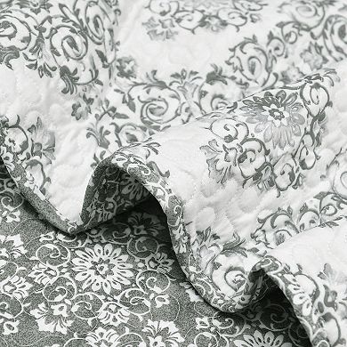 Serenta Legacy Floral Medallion Printed 5-Piece Quilt Set with Throw Pillows