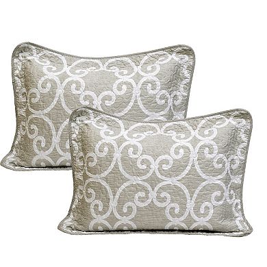 Serenta Glena Gatework Printed 5-Piece Quilt Set with Throw Pillows
