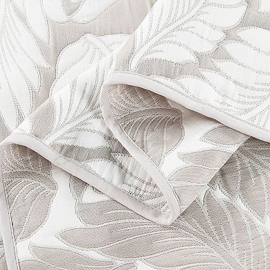 Serenta Matelasse Jacquard Leaf Print Quilt with Shams