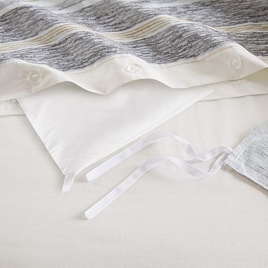 Madison Park Signature Oasis Oversized Chenille Jacquard Striped Comforter Set with Euro Shams and Throw Pillows