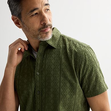 Men's Apt. 9® Short Sleeve Embroidered Button-Down Shirt