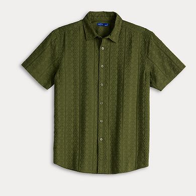 Men's Apt. 9® Short Sleeve Embroidered Button-Down Shirt