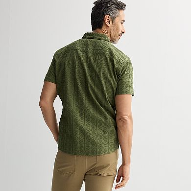 Men's Apt. 9® Short Sleeve Embroidered Button-Down Shirt