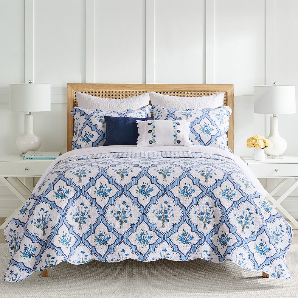 Draper James Teal Blooms Quilt Set with Shams - KING/CK