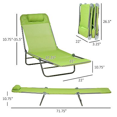 Outsunny 2-piece Folding Chaise Lounge With Adjustable Backrest