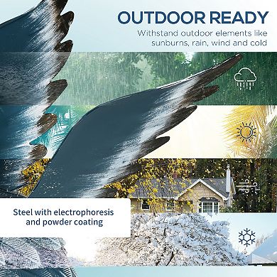 Outsunny 2pc Heron Garden Statues, Metal Yard Art Bird Sculptures, Blue