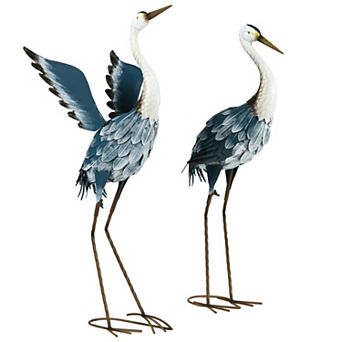 Outsunny 2 pc Heron Garden Statues Metal Yard Art Bird Sculptures