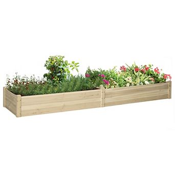Raised Garden Bed Wooden Planter Box For Vegetables, Herbs, And Flowers Natural