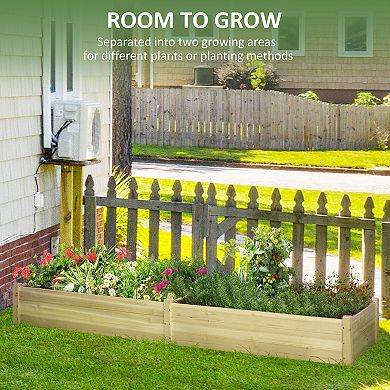 Outsunny 96" x 24" x 10" Wooden Raised Garden Bed, 2 Planter Boxes, Natural