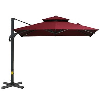Outsunny 10ft Offset Patio Umbrella with Cross-Base, Rotate, Tilt