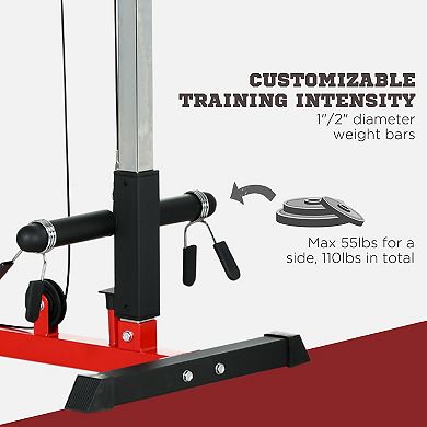 Soozier Cable Machine Lat Pull Down Machines with Flip-Up Footplate
